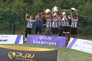 2025 Play for the Memory Men's Tournament Champions Camden United FC lift the Champion's trophy